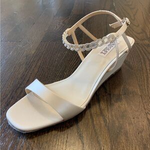 Badgley Mischka Open Toe Crystal Wedge Heel
